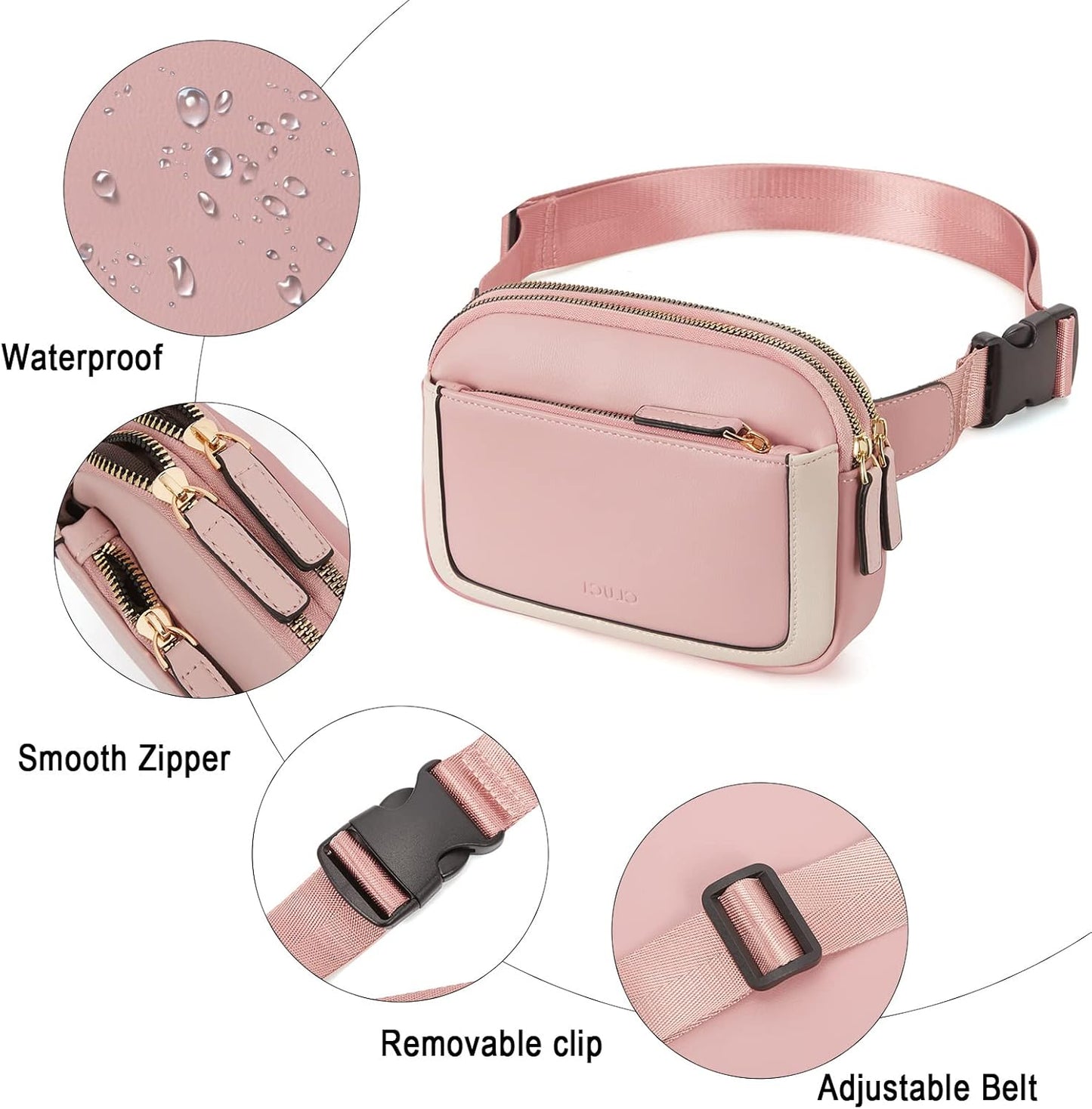 CLUCI Belt Bag for Women, Mini Everywhere Crossbody Waist Bag Adjustable Strap, Vegan Leather Women's Fanny Pack
