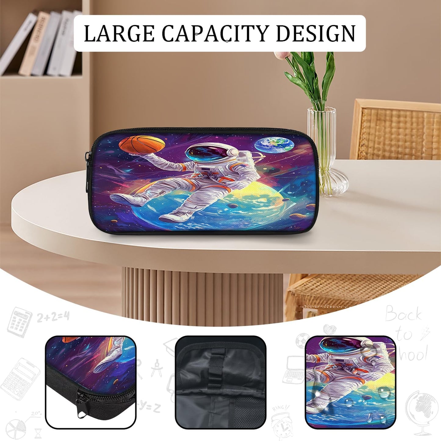 Astronaut Backpack Funny Spaceman Basketball School Bag 3PCS Backpack 16 Inch Set with Lunch Bag