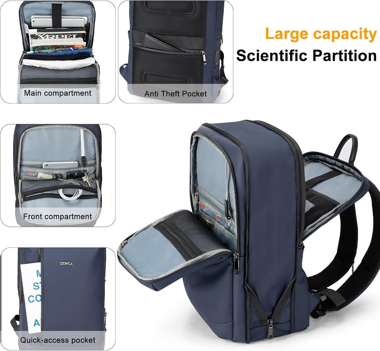 Tzowla Business Expandable Laptop Backpack for Men Professional,Slim Waterproof Backpacks for