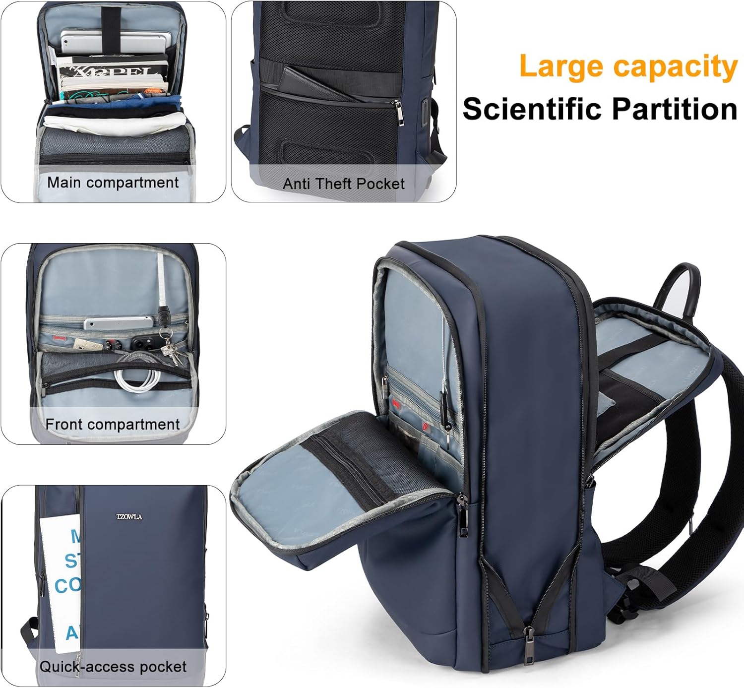 Tzowla Business Expandable Laptop Backpack for Men Professional,Slim Waterproof Backpacks for