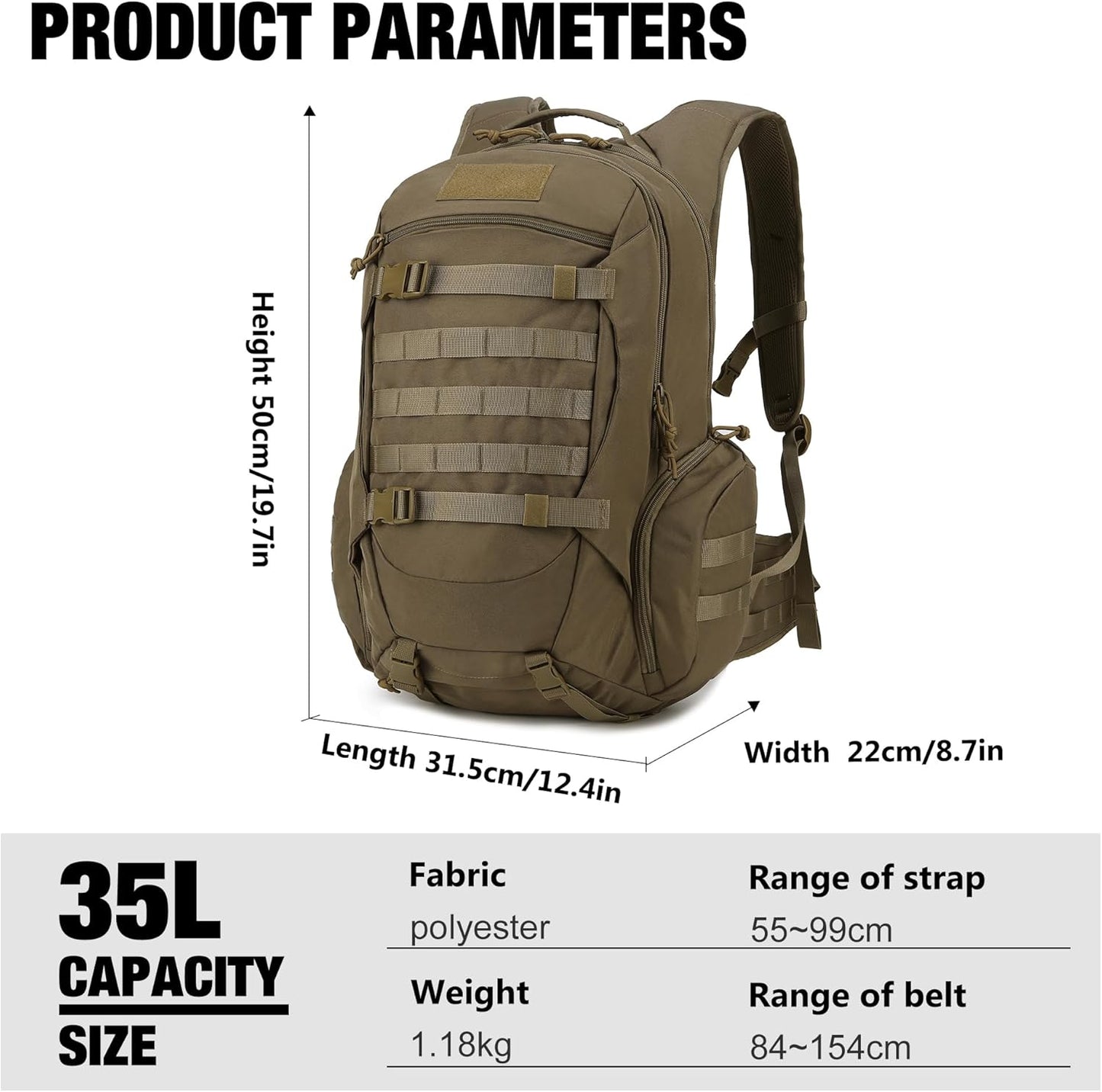 Mardingtop 28L/35L Tactical Backpacks Molle Hiking daypacks for Camping Hiking Military Traveling Motorcycle