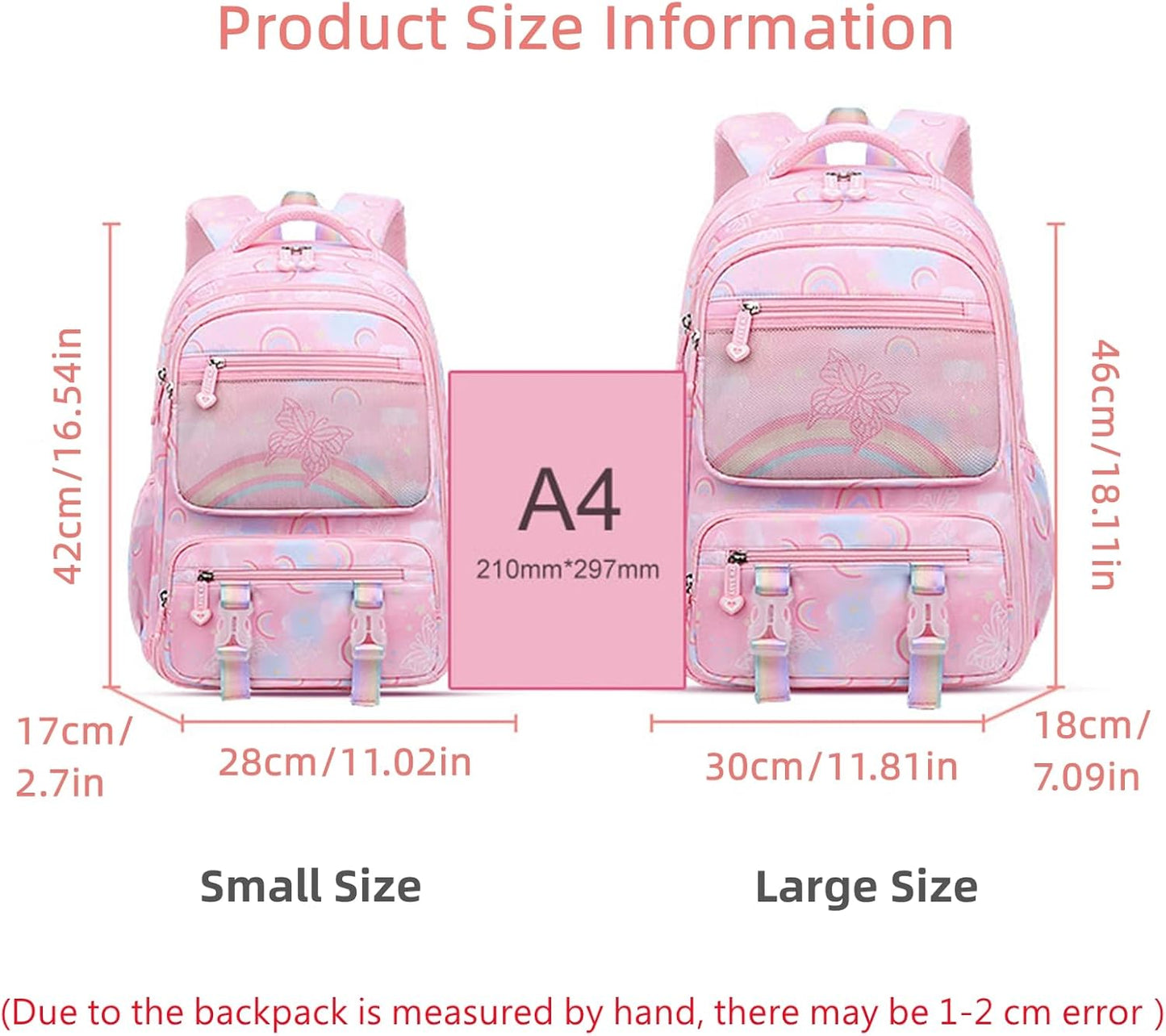 Kids Backpack for Girls Cute Rainbow Butterfly Backpacks for Teen Girls Age 8-12 Kindergarten Elementary Bookbag,Bule