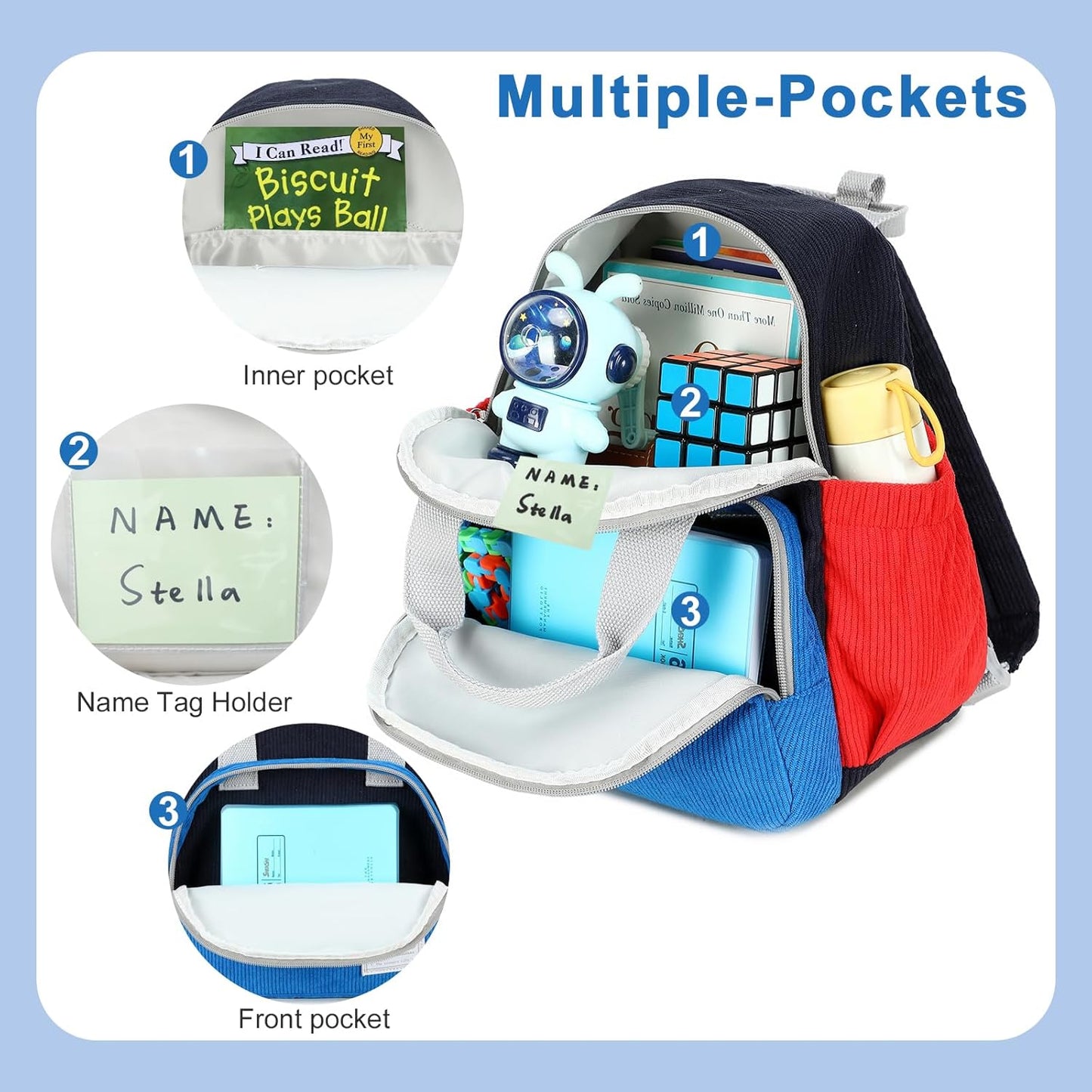 Bluboon Toddler Backpack for Girls Boys 2-4 Cute 12" Preschool Kindergarten Backpacks Kids Daycare Bags School Travel
