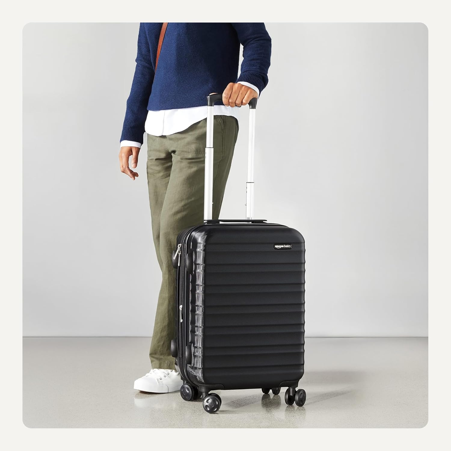 Amazon Basics 21" Hardside Carry-On Luggage, Hardshell Suitcase With Wheels, Expandable For Up to