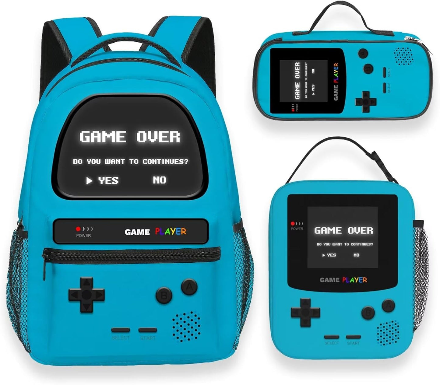 School Backpack With Lunch Bag and Pencil Case For Boys Gamer Backpack For Boys Kids Teens Video Game Bookbag Game Large Travel Laptop Backpacks
