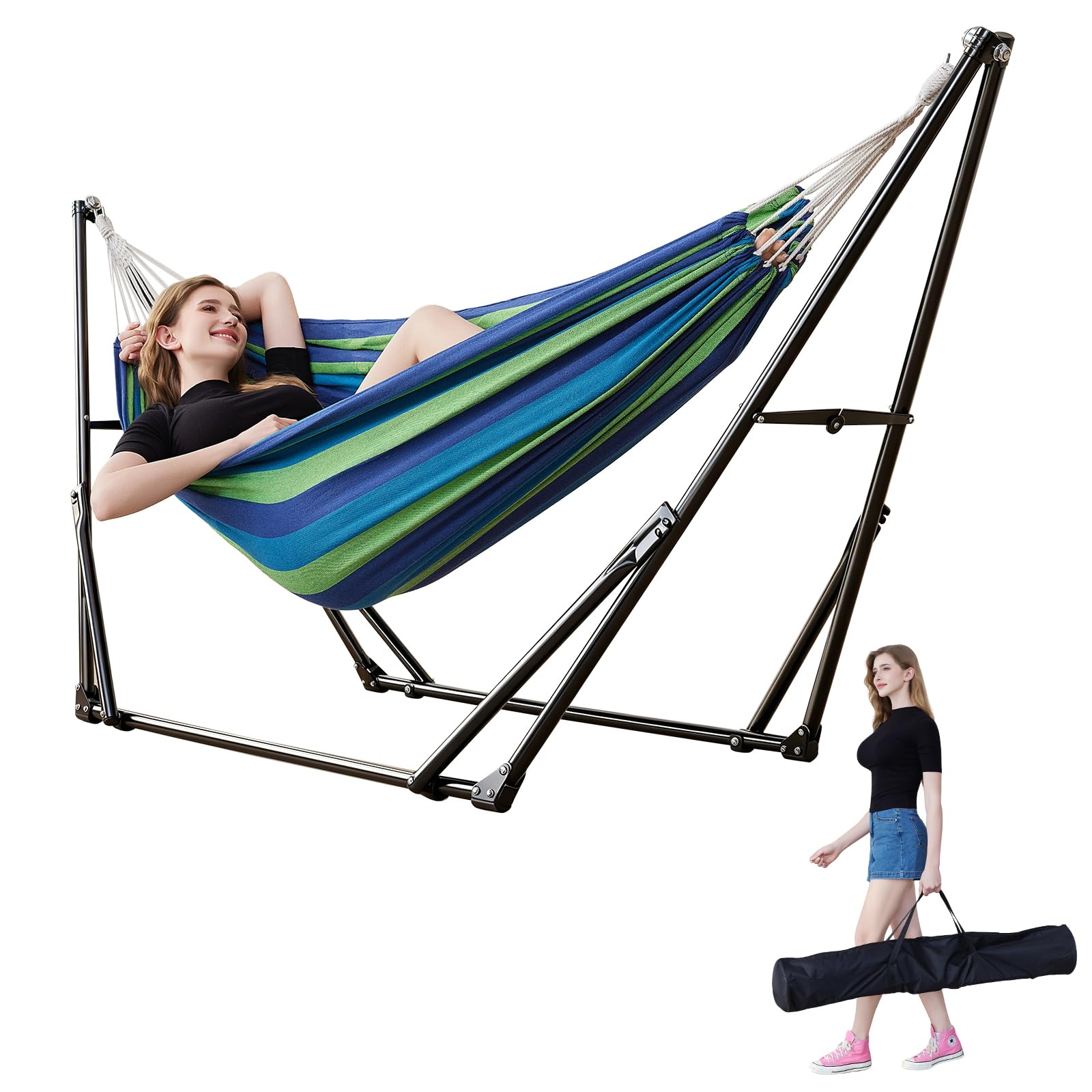 LIEVIM Portable Hammock with Stand for Outside or Inside,No Tree Required
