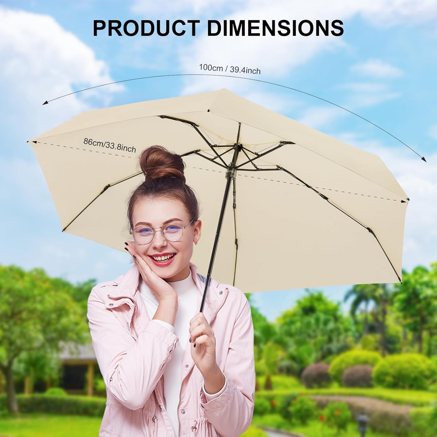 LEAGERA Compact Travel Umbrella with Case - Mini Umbrella for Purse, Small Lightweight &Tiny Design Perfect for Parasol Outdoor Sun&Rain Umbrellas
