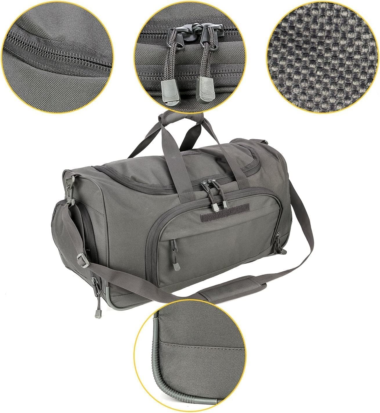 HYKING Gym Bag for Women & Men Tactical Duffle Military Weekender Work Out Lightweight Waterproof Sports Tote Shoe Pocket Gray