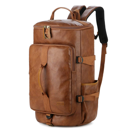 Baosha Stylish Vegan Leather Men Weekender Travel Duffel Tote Bag Backpack Travel Hiking Rucksack