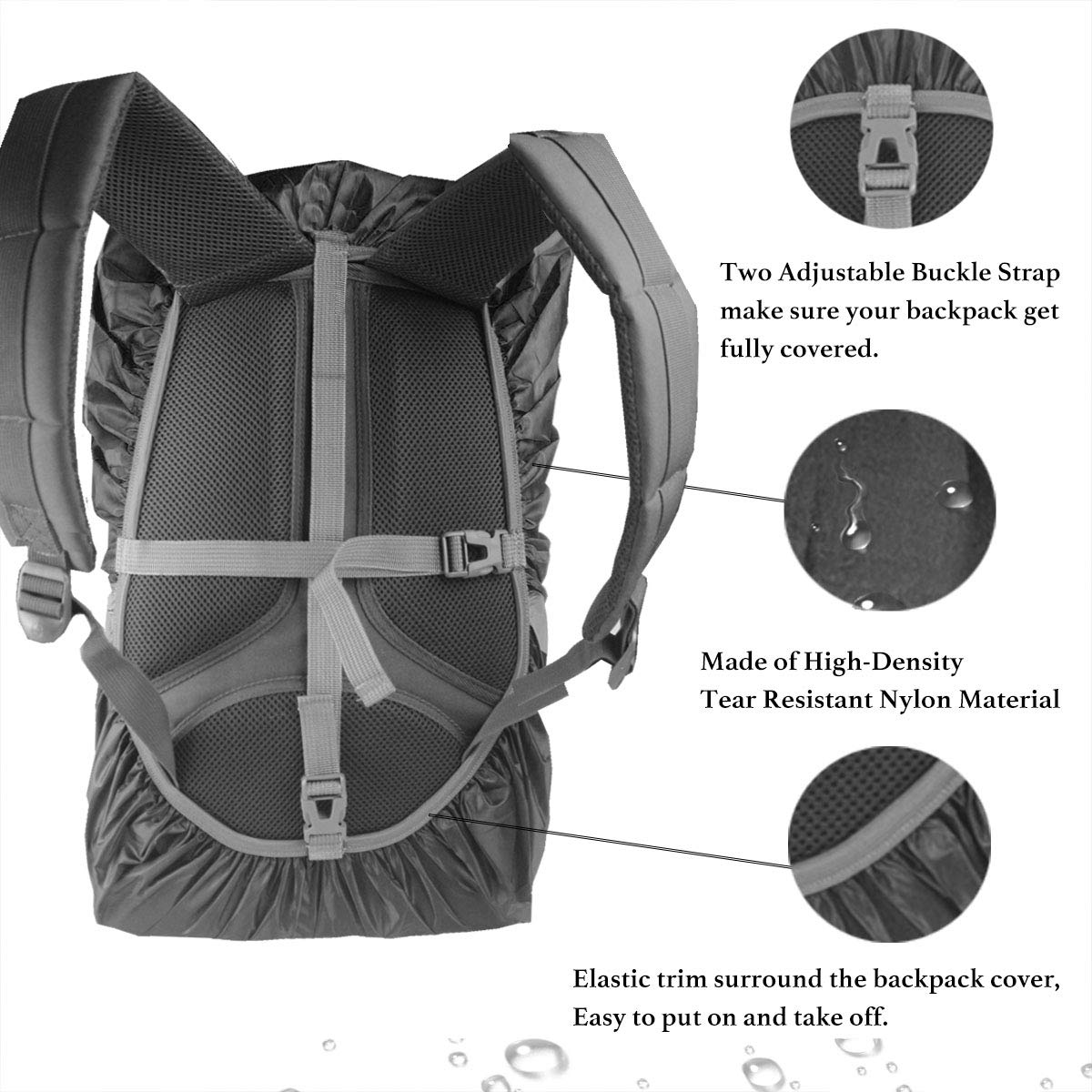 Frelaxy Hi-Visibility Backpack Rain Cover with Reflective Strip 100% Waterproof Ultralight Backpack