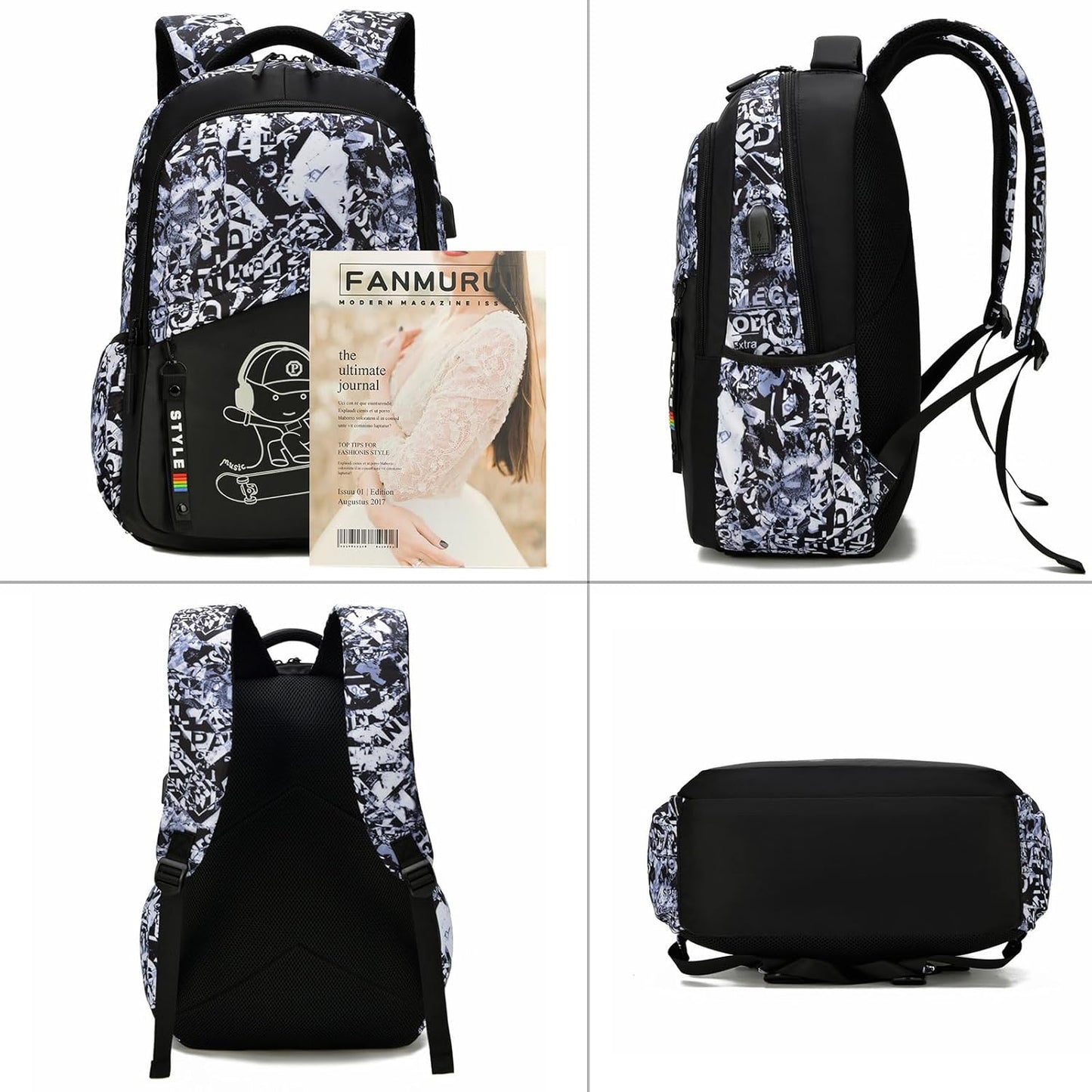 School Backpack for Boys, Kids Backpacks Laptop Backpack with USB Charging Port, Lightweight Bookbag for Elementary Middle School Bags Waterproof Travel Backpack