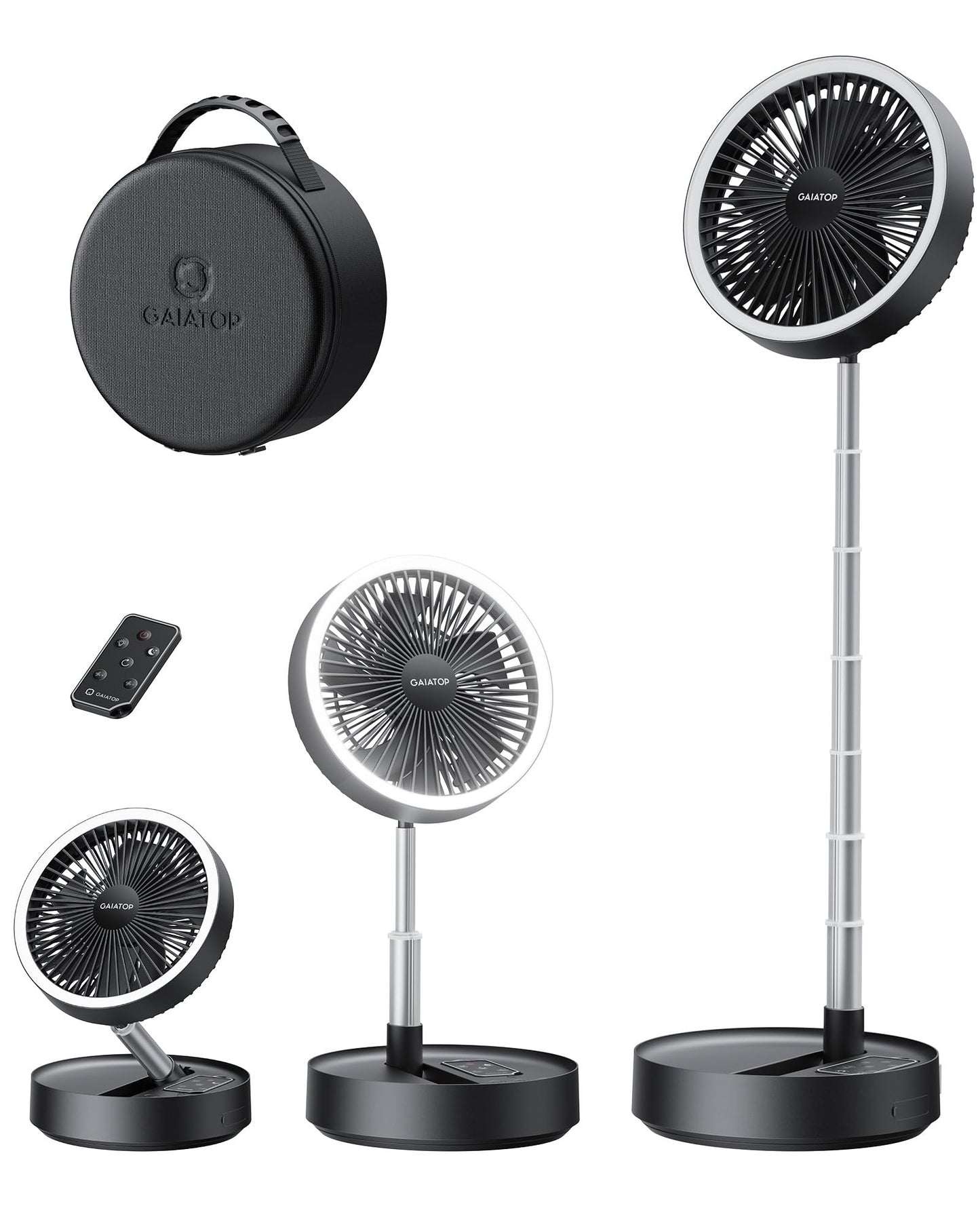 Gaiatop Portable Pedestal Fan 16000mAh Battery [Max 74h Runtime], Foldable Oscillating Standing