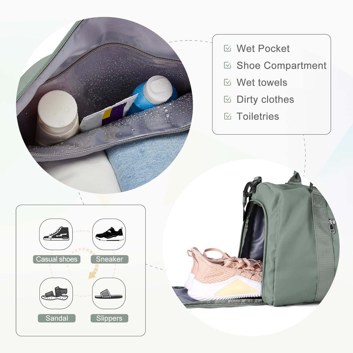 Gym Bagsfor Women with Shoes Compartment,Small Duffel BagsSport Bags with Toiletry Bags Overnight