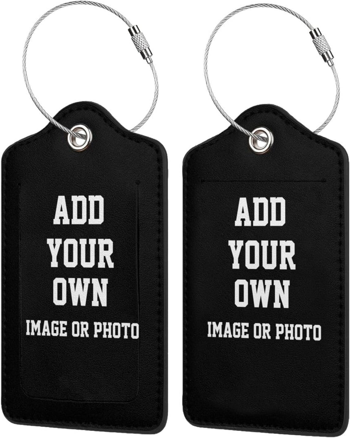 2PC Personalized Luggage Tag with Your Own Photo/Text for Suitcase, Custom Luggage Tags with Picture, DIY Blank Travel Bag Name Tags with Full Privacy Cover, Bulk Baggage ID Identifier Labels