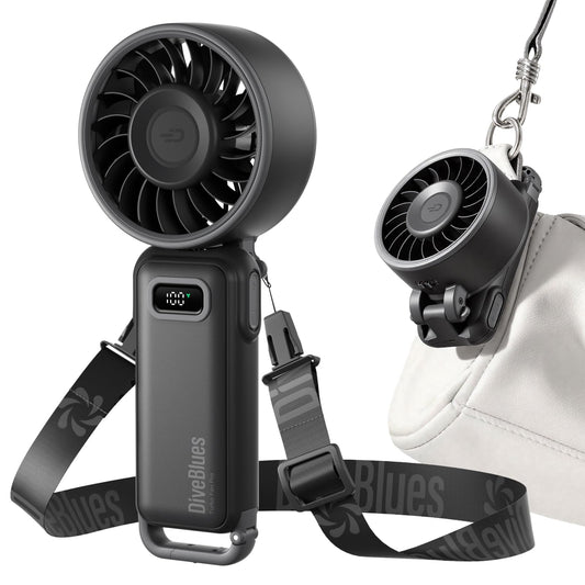 Diveblues Portable Turbo Fan, 100 Speed Handheld Fan with Strong Airflow, Foldable 4 in 1 Personal