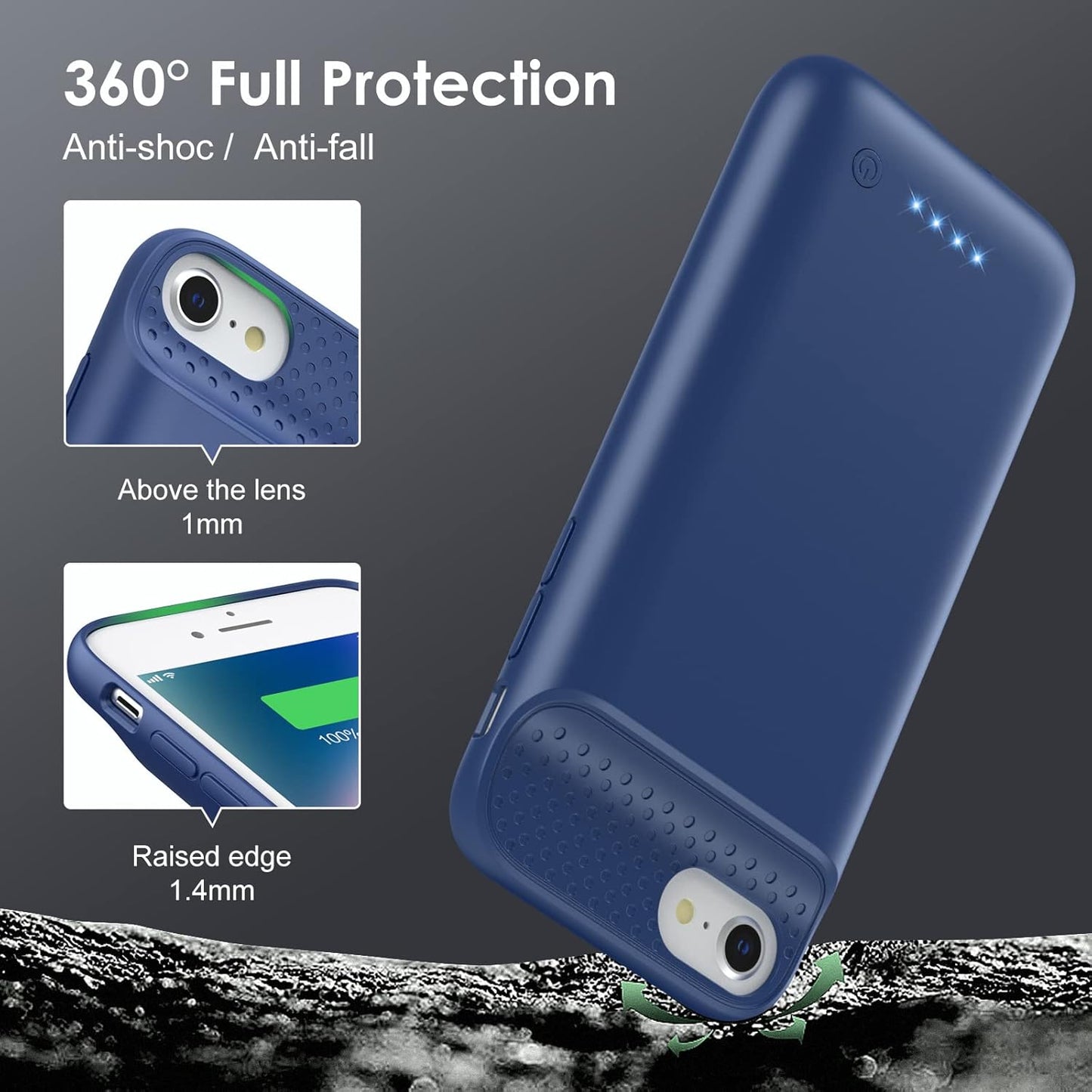 Battery Case for iPhone 6/6s/7/8/SE(2022/2020)(6.1 Inch), [2024 Upgraded] Ultra-Slim 7000mAh Portable Extended Charging Case Cover for iPhone 8, iPhone 7, iPhone 6/6s, iPhone SE Charger Case (Blue)