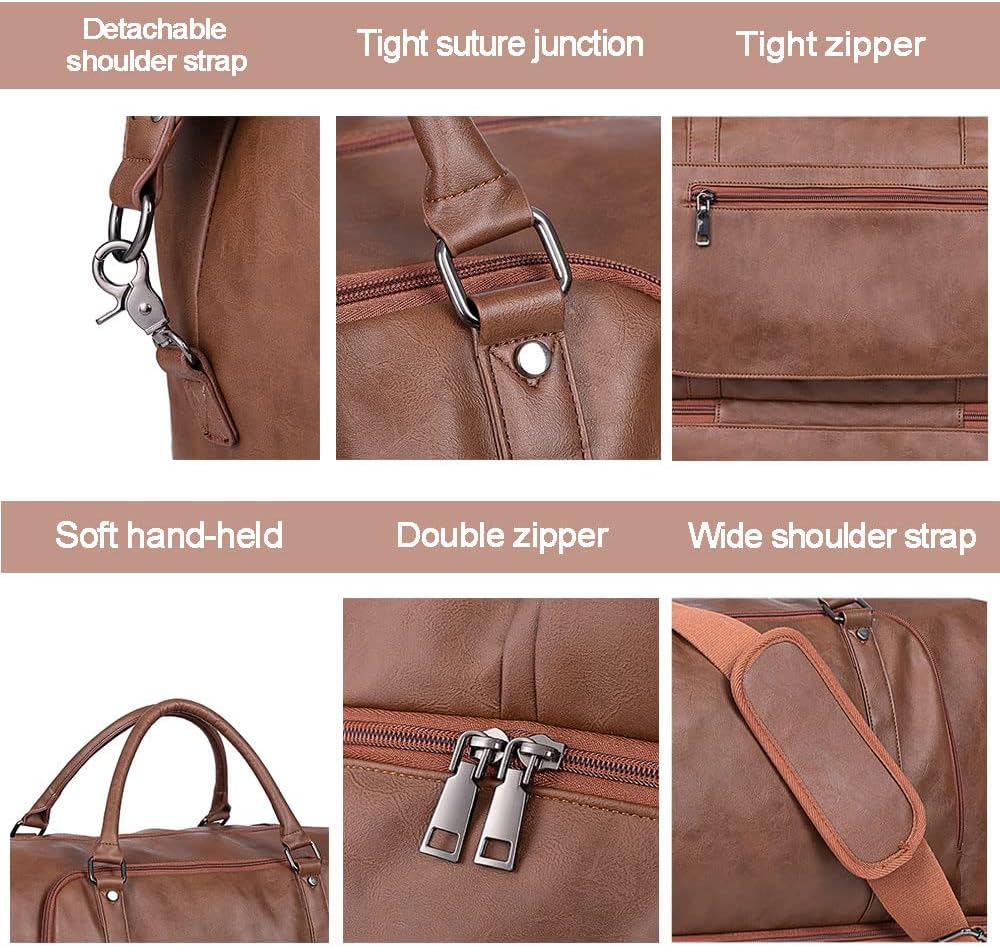 seyfocnia Travel Duffel Bags for Women,Weekender Overnight Bag with Shoe Pouch Large Carry On Bag Travel Tote Duffel Bag for Women (Brown)
