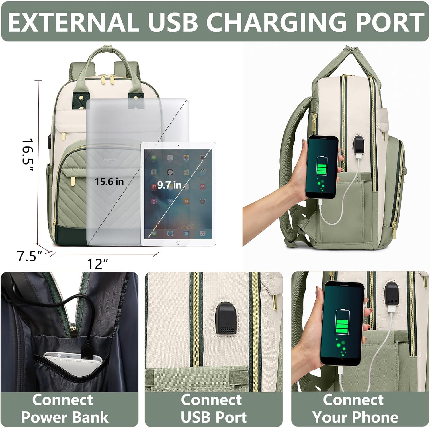 Laptop Backpack for Women Work Bag - 15.6 inch Travel Backpack with USB Charger College Bookbag