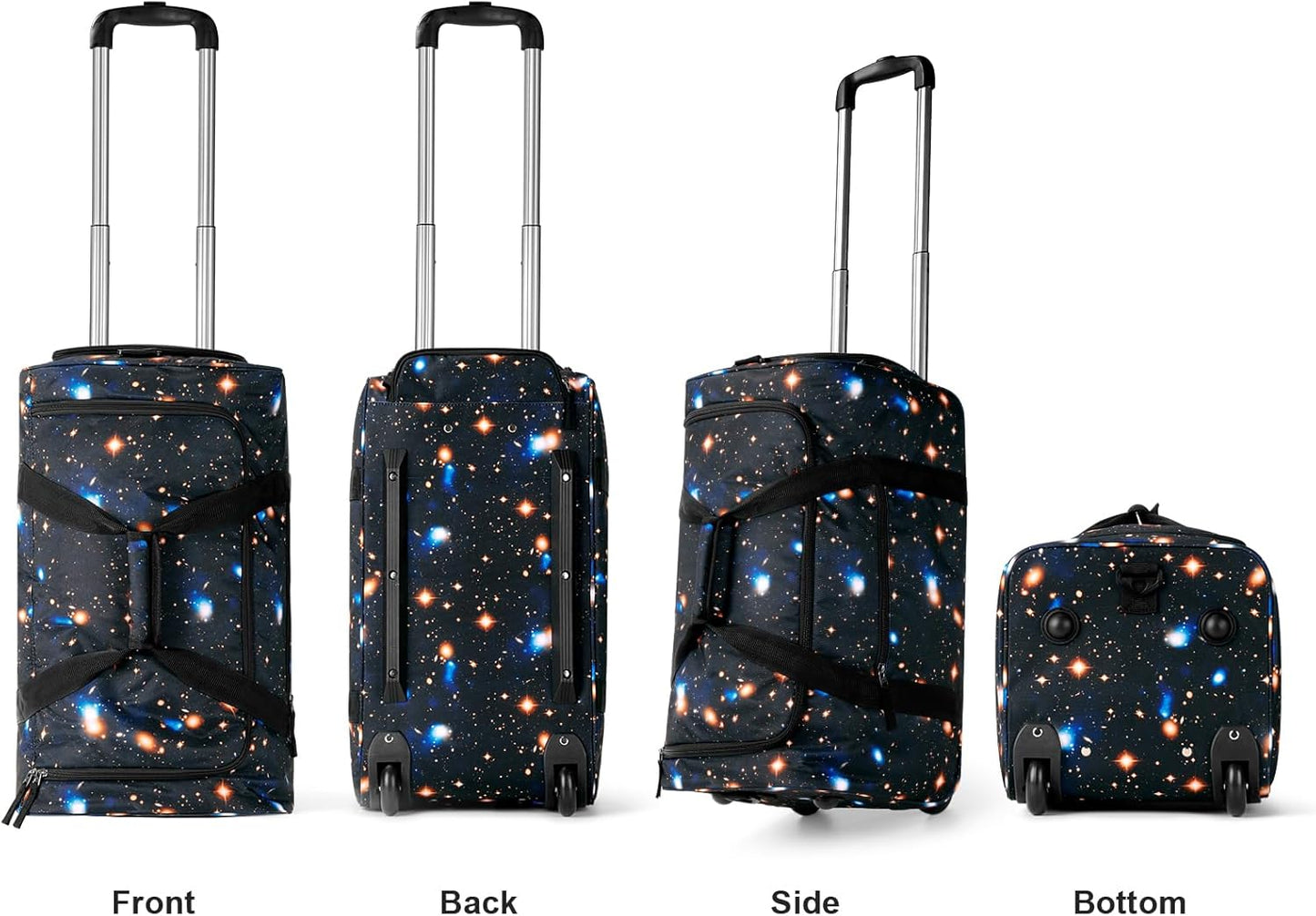 Choco Mocha Boys Galaxy Suitcase with Wheels Kids Black Rolling Duffle Bag for Camping Teen Boys Toddler Luggage Bag for Travel, 22inch