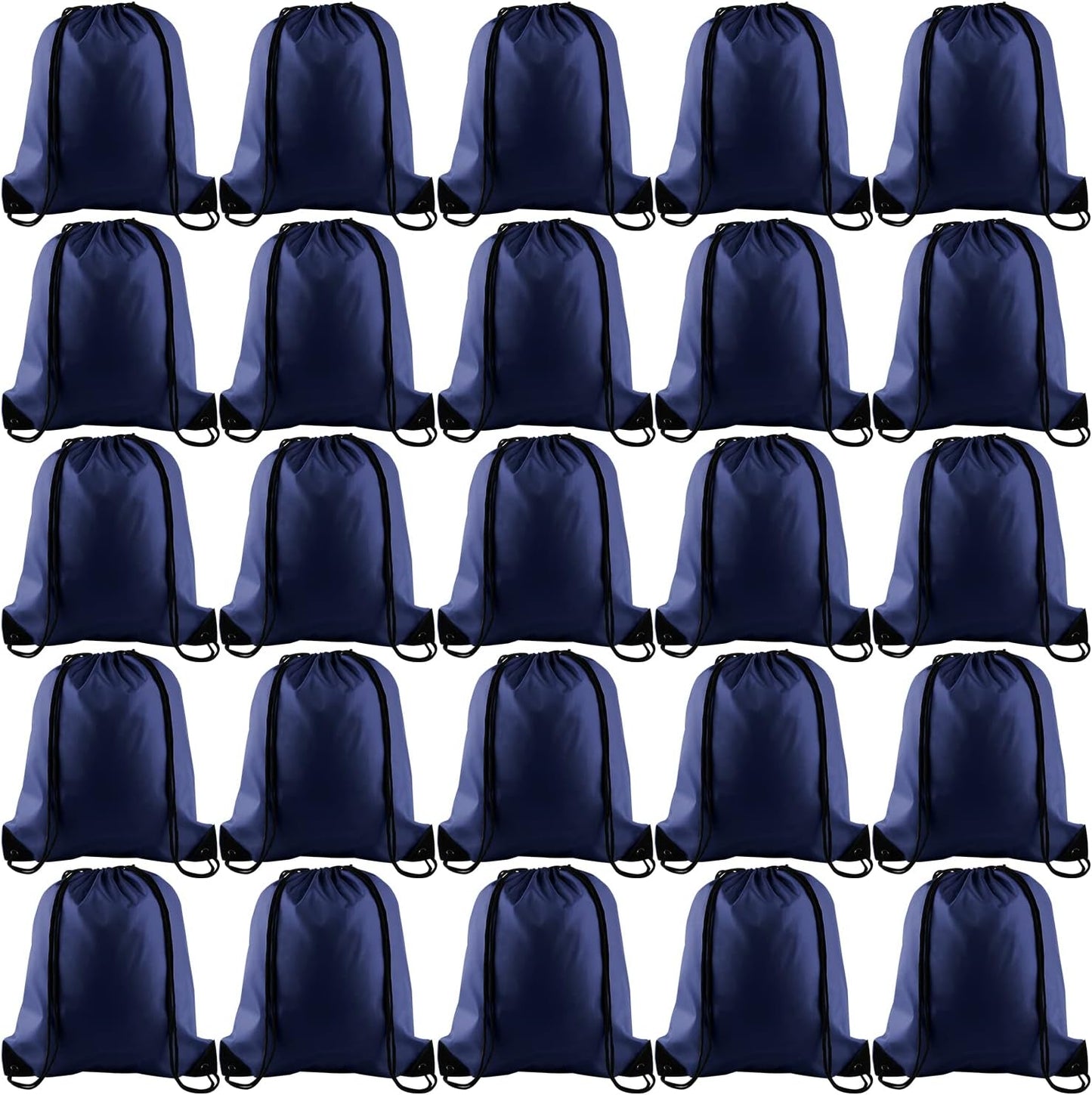 KUUQA Drawstring Backpack, 25Pcs Navy Blue, Lightweight Gym Bag for Sports, Travel, Yoga