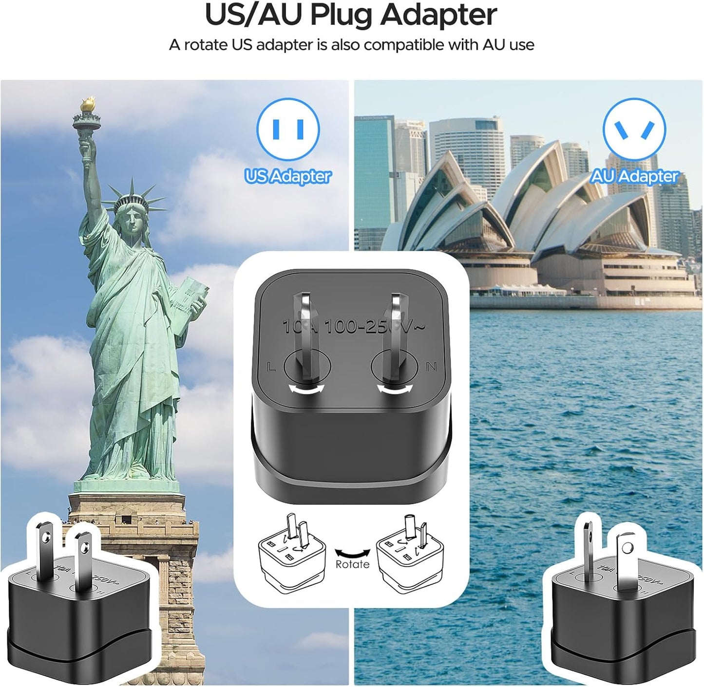 SOKOO 220v to 110v Voltage Converter, International Universal Travel Adapter, 4 USB Ports (1 USB C) Step Down Power Converter Adapter Combo with UK/AU/US/EU Plug Adapter