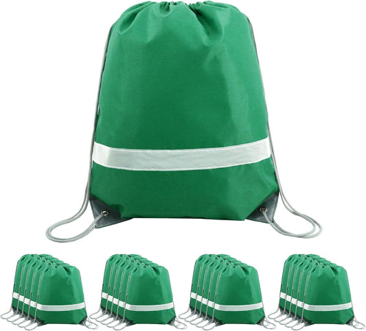 BeeGreen Drawstring Backpack Bags 20,30,50 Packs Reflective String Bags for Gym Sport Trip Cinch Sack DIY for Women Men