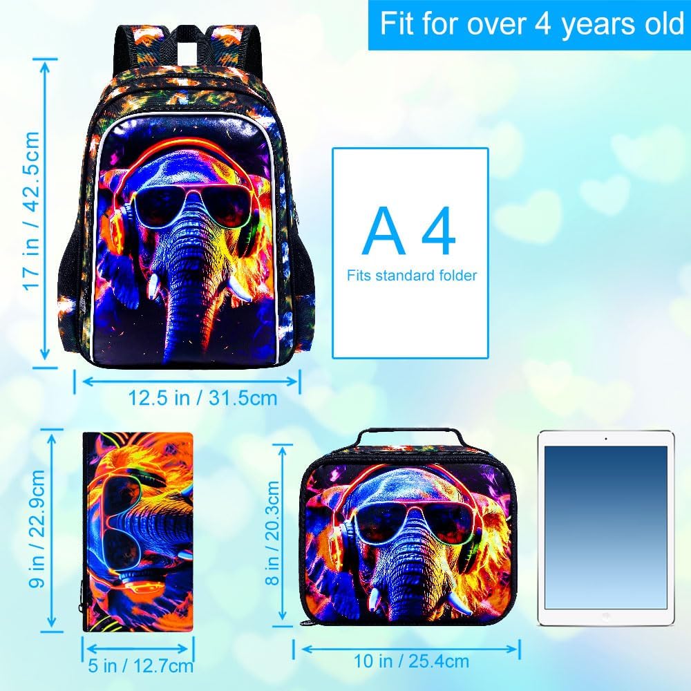 3Pcs Backpack for Boys, 17" Kids Bookbag with Lunch Box, School Backpacks for Elementary Preschool Kindergarten