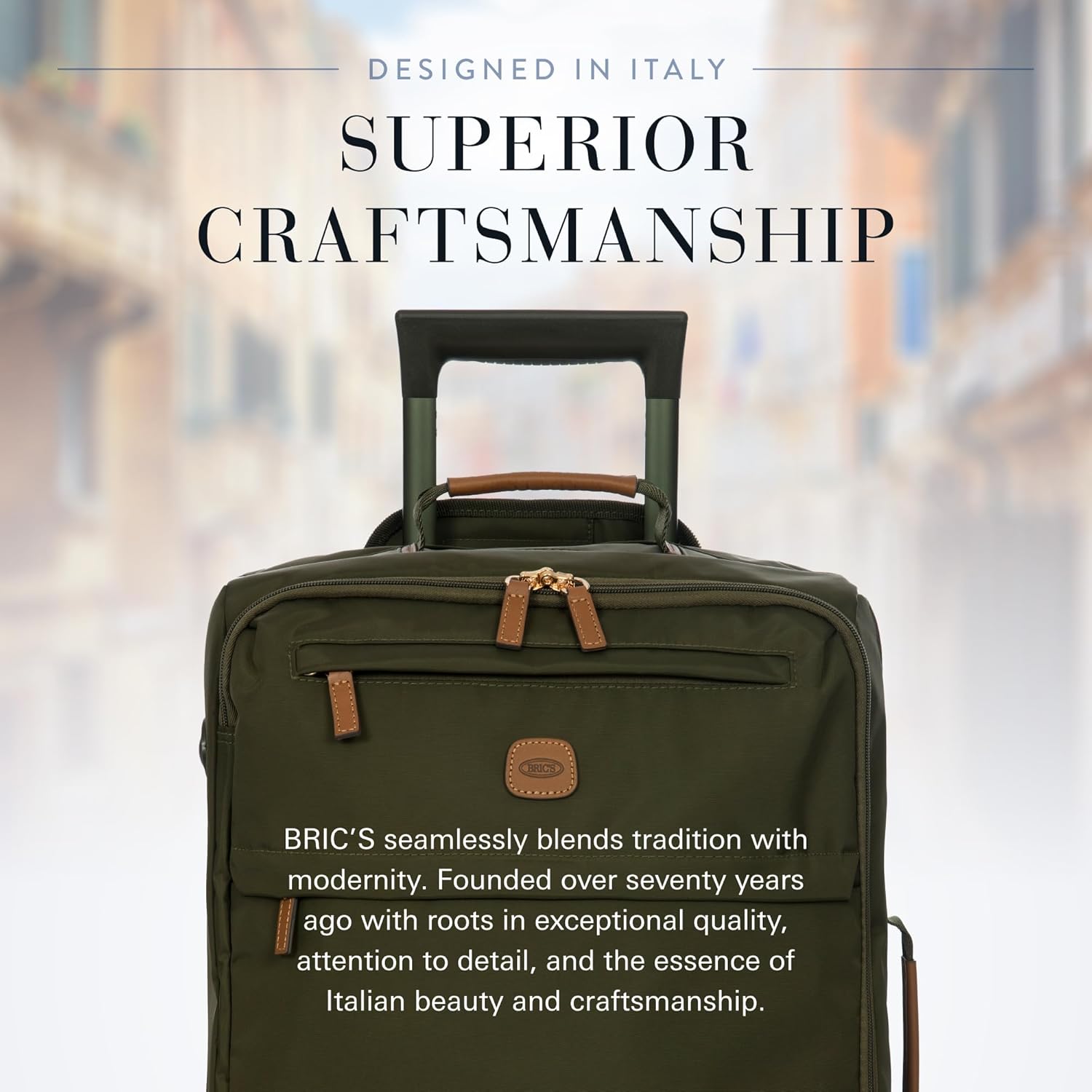Bric's X Travel - Carry-On Luggage Bag with Spinner Wheels - 21 Inch - Luxury Luggage Bag - Olive