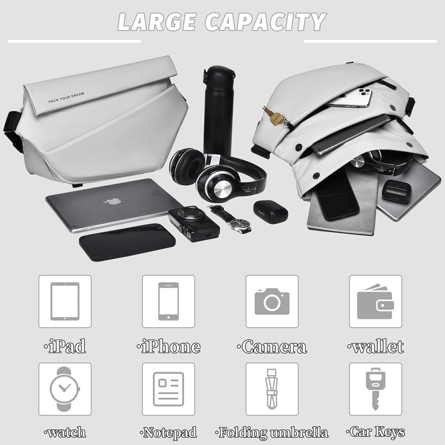 FSD.WG Cross-body bag Shoulder bag Sling Backpack and Crossbody Bags for Men fit 12" iPad Casual Daypack