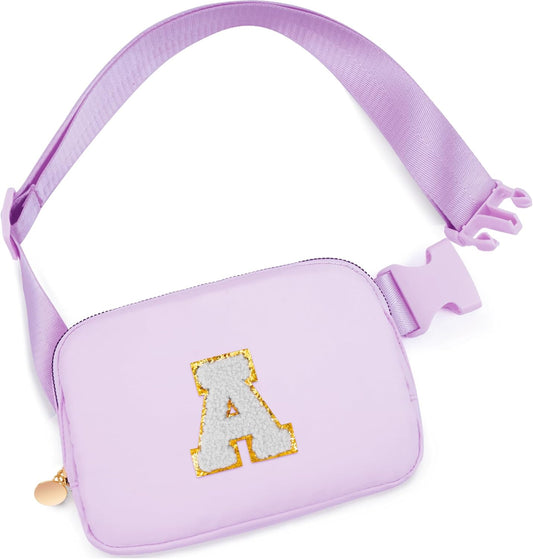 Christmas Gifts for Girls 3 4 5 6 7 8 9 10 11 12 Year Old Teens Kids Daughter Sister Her - Fanny Pack Crossbody Bag Cute Stuff for Girls Teen Trendy Belt Bags | Initials A,Lavender Bag
