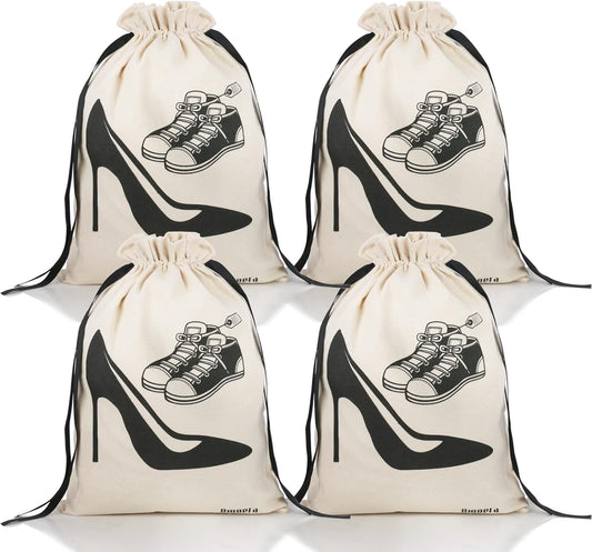 4 Pack Shoe Bags for Travel Women, Heavy Duty Suitcase Organizer Bags Set, Shoe Travel Bags for Packing, Travel Shoe Bags for Packing,Packing Bags for Suitcases, Shoe Bag for Commute