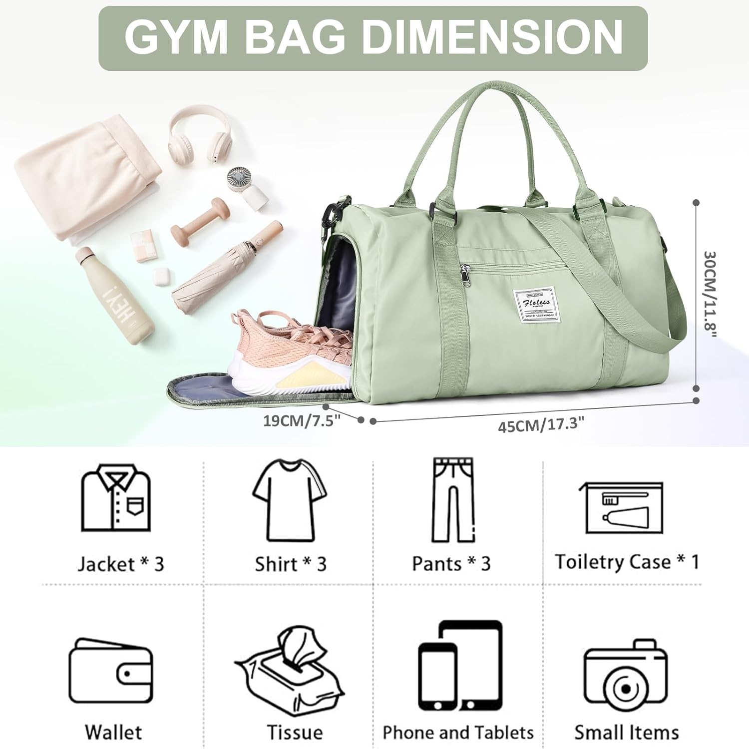 Gym Bag for Women with Shoes Compartment,Small Duffel Bag Sport bag with Toiletry Bag Overnight