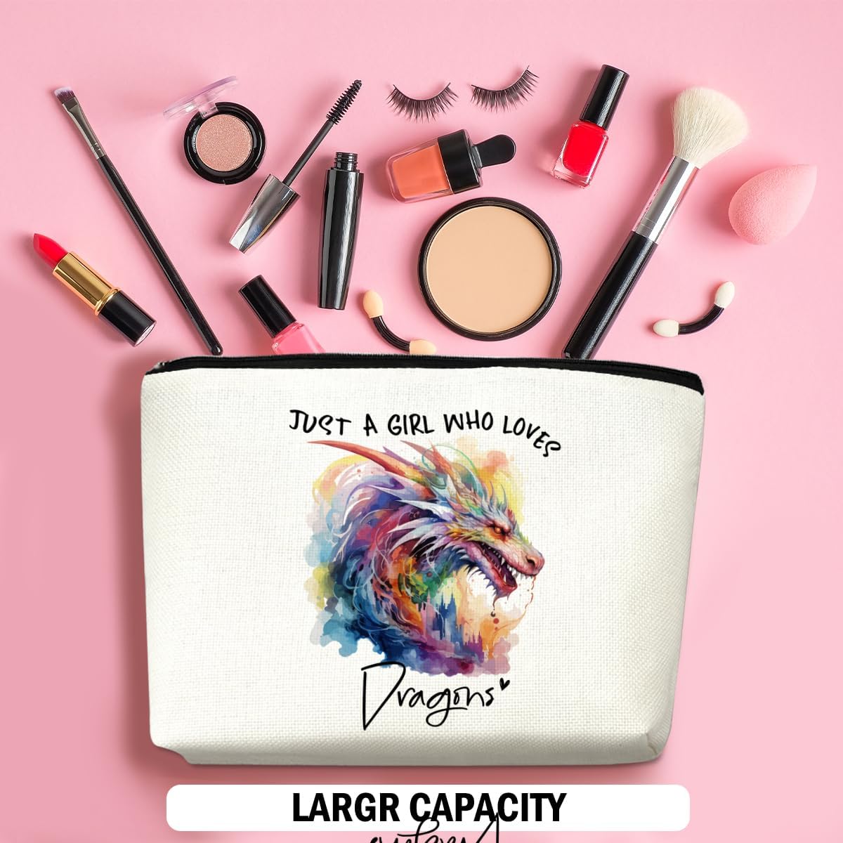 Dragon Gifts Makeup Bag, Dragons Gift Dragon Lovers Cosmetic Bag Travel Organizer Bags Makeup Pouch, Christmas Birthday Animal Lovers Gifts for Women Girls Friends