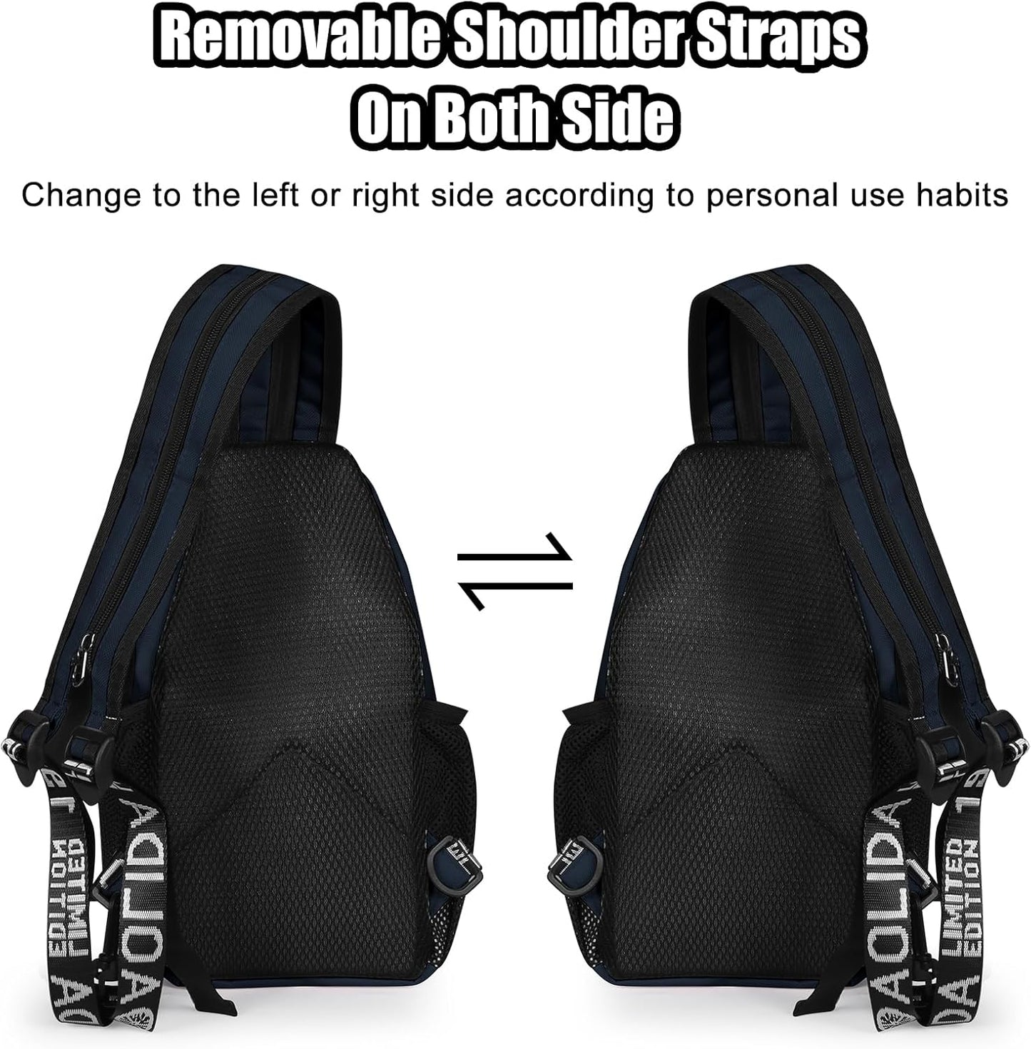 Sling Bag for Women Man Sling Backpack with Convertible Shoulder Strap Casual Backpack Daypack for Travel, Hiking and Daily Commute, (Dark Blue, Small)