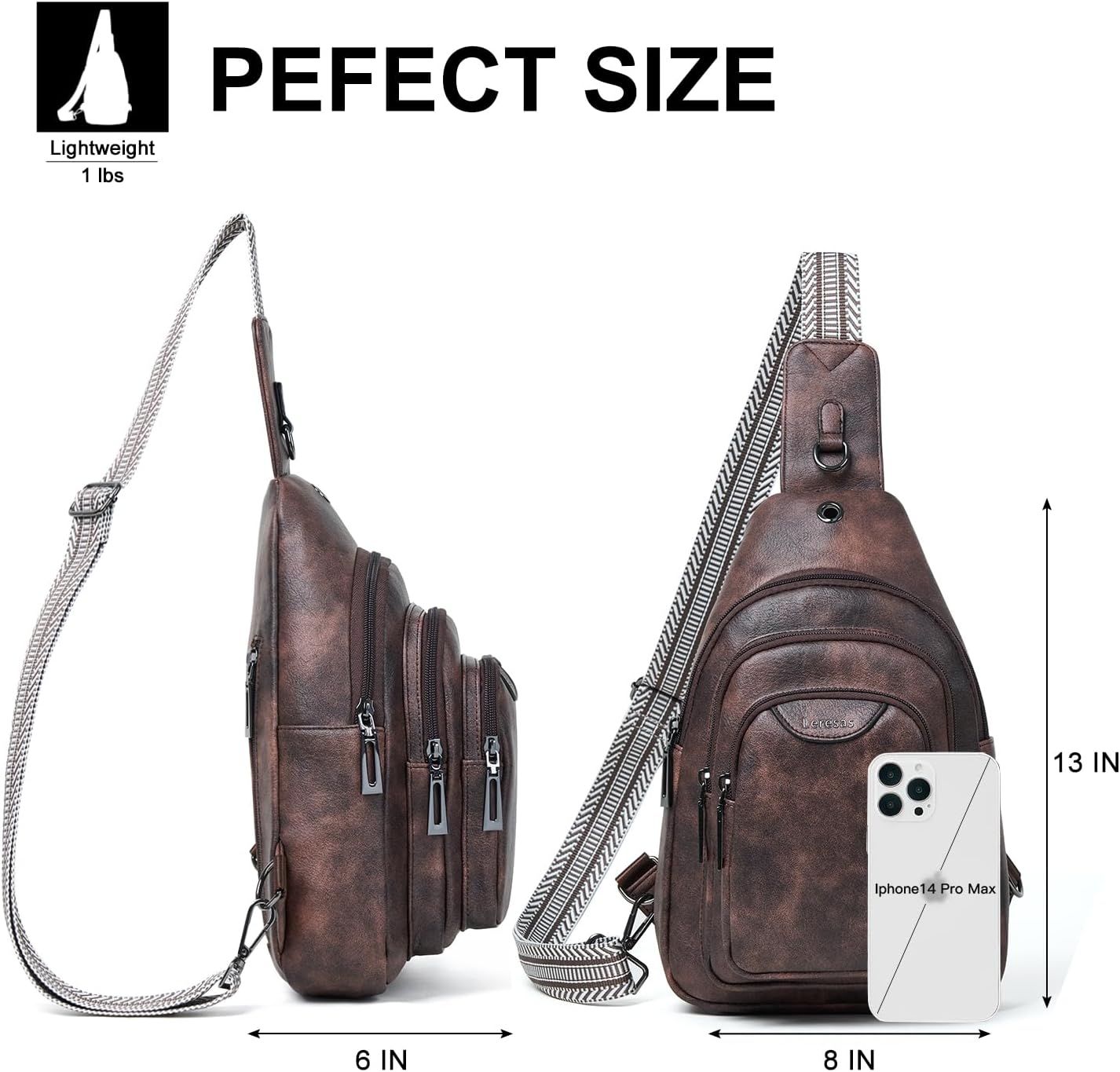 Crossbody Sling Bag for Women Men Anti Theft Cross Body Fanny Pack Belt Bag Purse Gifts for Women Faux Leather, Coffee