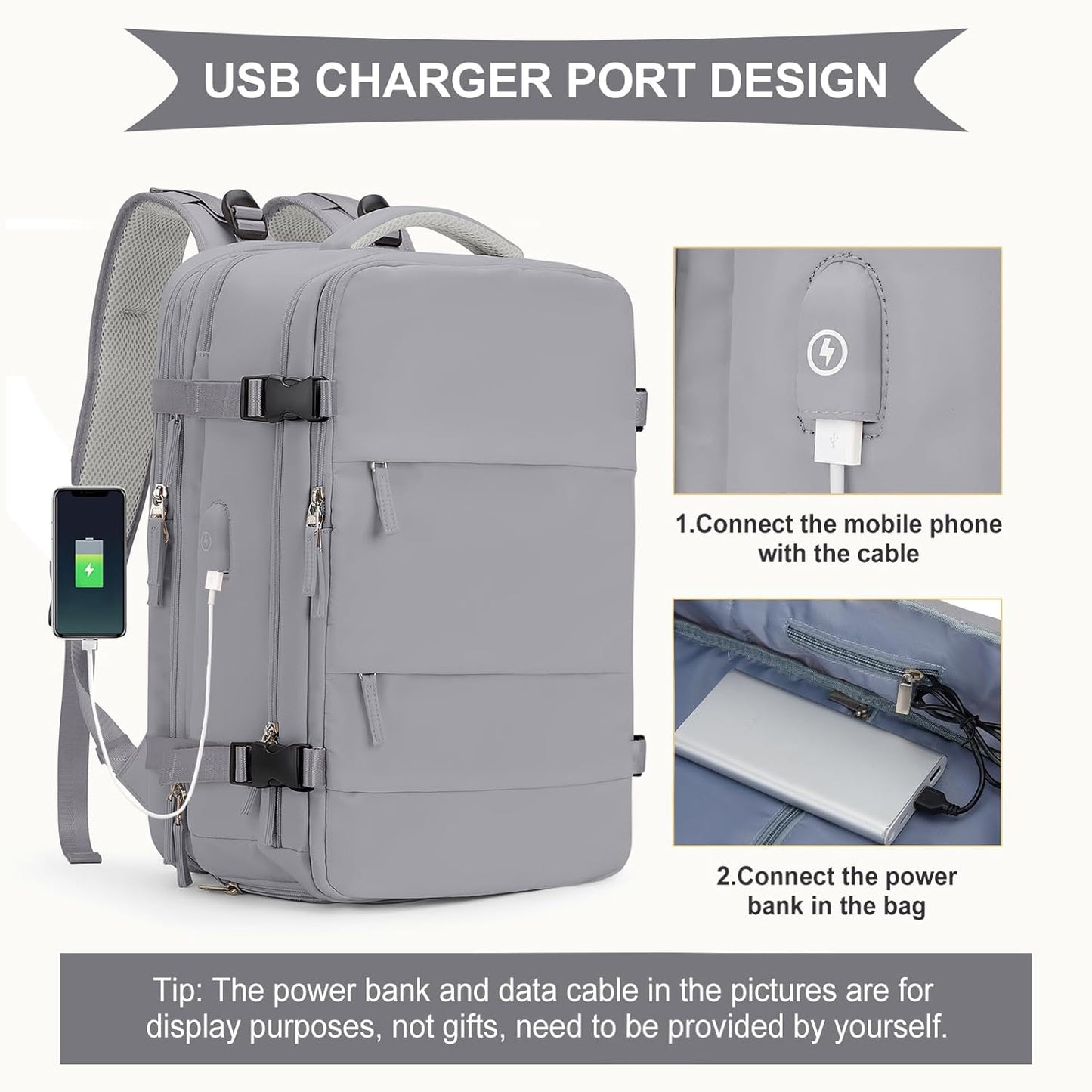 coowoz Large Travel Backpack For Women Men, Carry On Backpack,Hiking Backpack Waterproof Outdoor