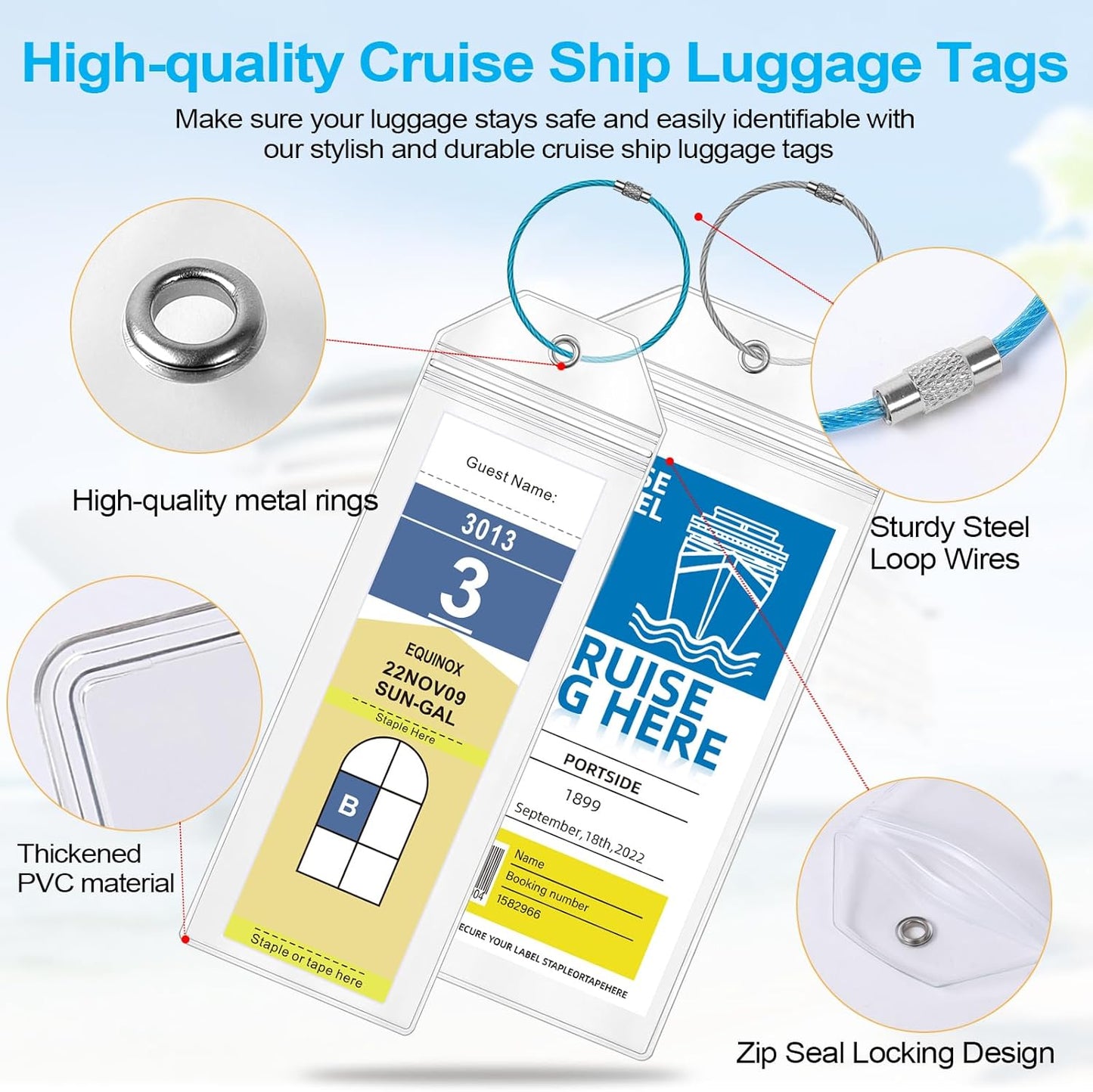 6 Pack Clear Cruise Luggage Tags for Royal Caribbean and Celebrity, Carnival, MSC, Costa, NCL & Princess Cruise Ships, Must-Have Cruise Travel Essentials for 2025-2026