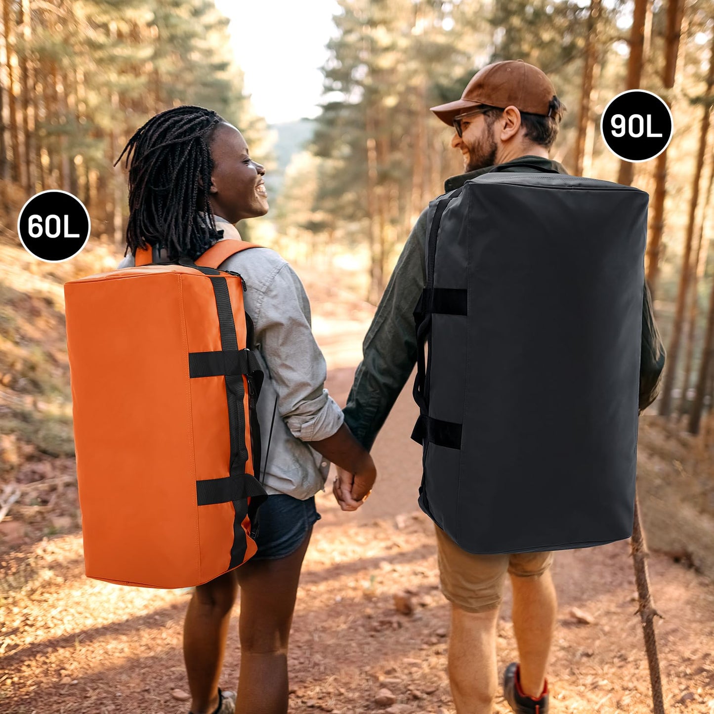 MIER 40L/60L/90L Water Resistant Backpack Duffel, Heavy Duty Duffle Bags