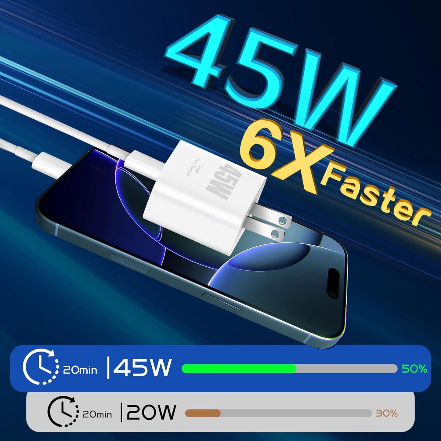 iPhone 17 16 Charger 45W Type C Charger Fast Charging Block,2Pack Quick USB C Phone Chargers 10FT Long USB C Charging Cable for iPhone 17/17 Pro/17 Pro Max/17 Air/16 Pro/16 Pro Max/16e/15/15 Pro Max