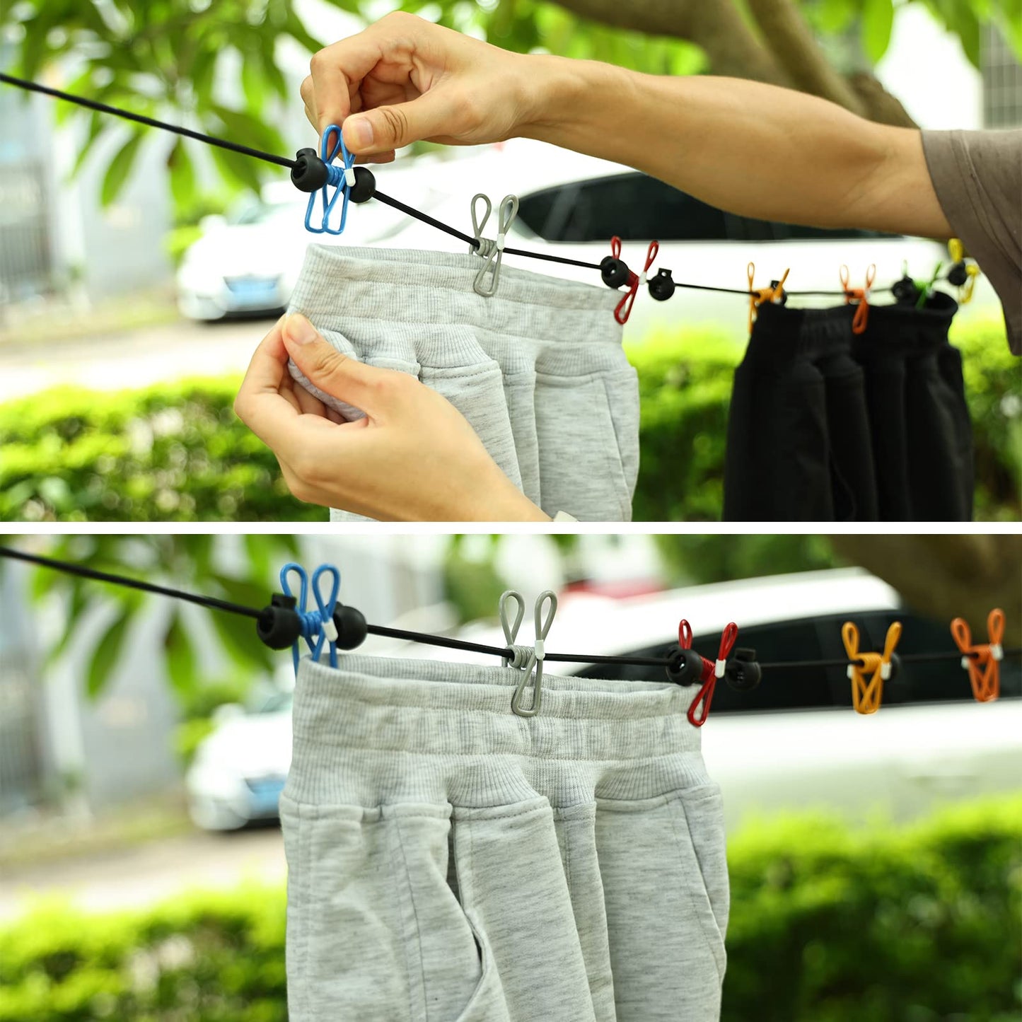 Retractable Portable Travel Clothesline Camping Clothing Line with 12 Clips