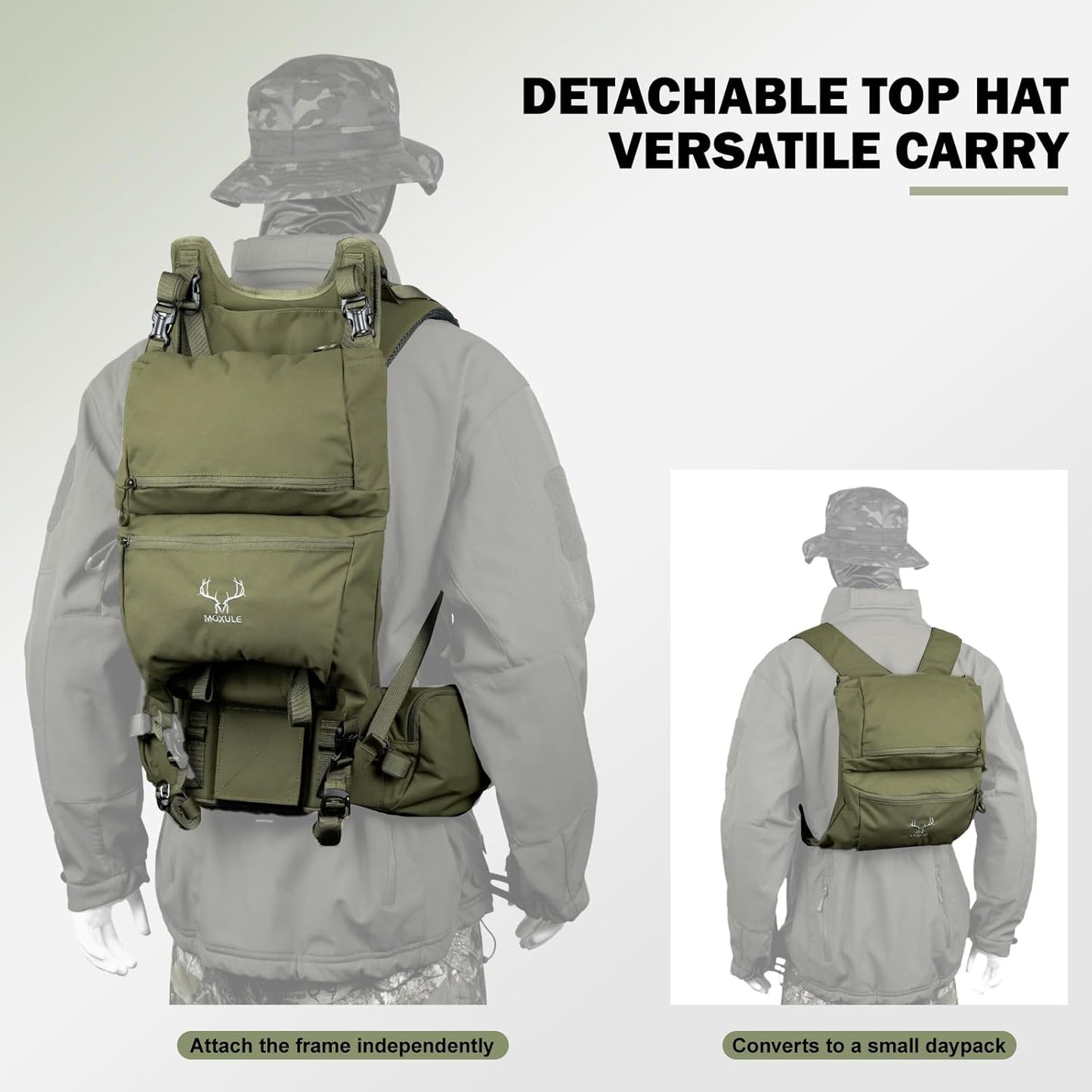 Pro 3600 Frame Backpack - Meat Hauler Pack with Rain Cover for Outdoor - Lightweight, Green