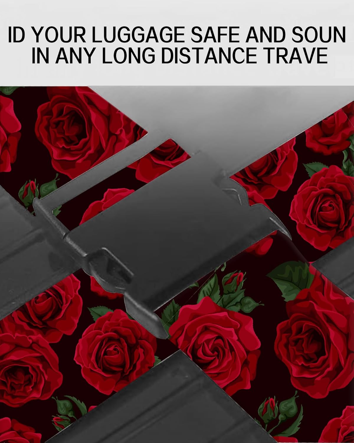 Luggage Straps for Suitcases, Adjustable Travel Belt, Durable Wide Luggage Strap, Cute Suitcase Strap Identifiers with Buckle, Bag Straps for Luggage, Luxury Roses