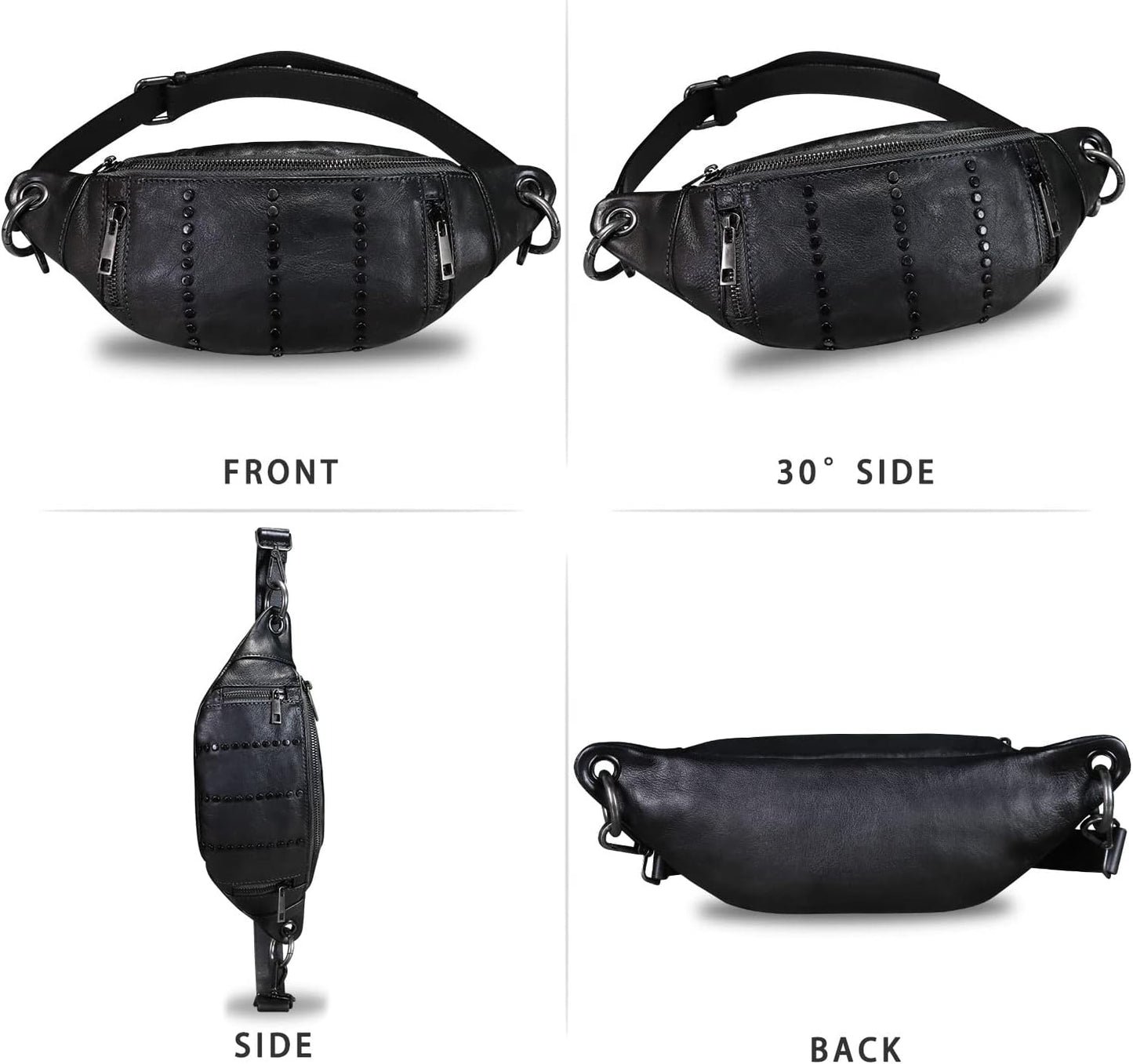 Genuine Leather Fanny Pack for Women - Vintage Real Leather Waist Bag - Fashion Hip Bag - Crossbody Purse
