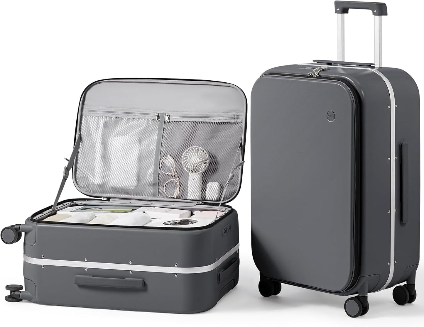 mixi 24 Inch Checked Luggage PC Hard Shell Suitcase Top Opening Aluminum Frame Travel Suitcases