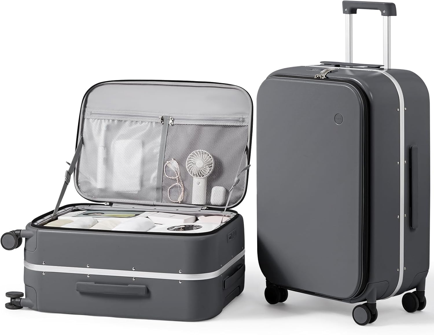 mixi 24 Inch Checked Luggage PC Hard Shell Suitcase Top Opening Aluminum Frame Travel Suitcases