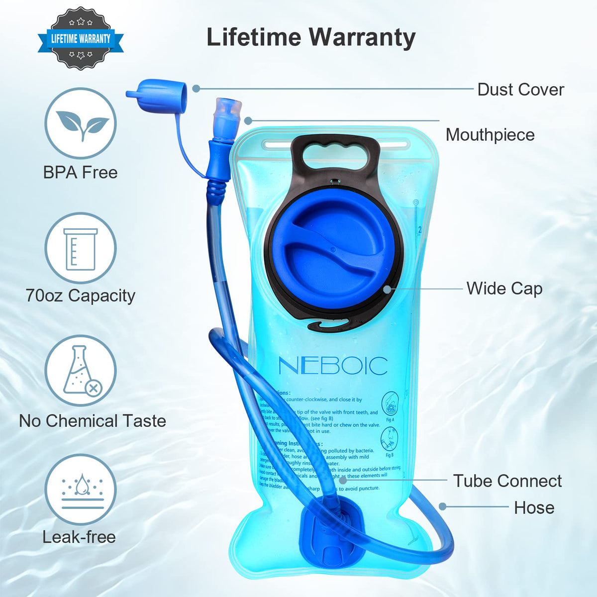 Neboic 2Pack Hydration Backpack Pack with 2L Hydration Bladder - Lightweight Water Backpack Keeps