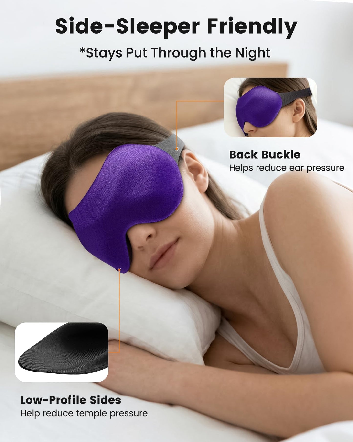 3 Pack Sleep Masks for Side Sleepers, True Blackout 3D Eye Mask for Sleeping, Zero Eye Pressure