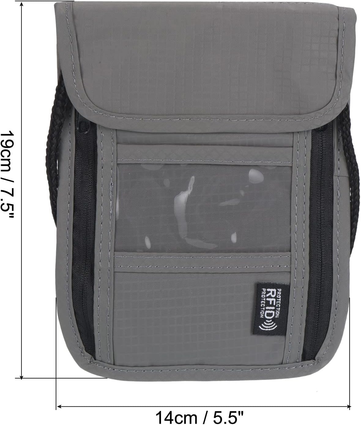 PATIKIL Neck Wallet, 2 Pack Passport Holder RFID Waterproof Travel Wallet Neck Pouch with Adjustable Strap for Women & Men, Gray