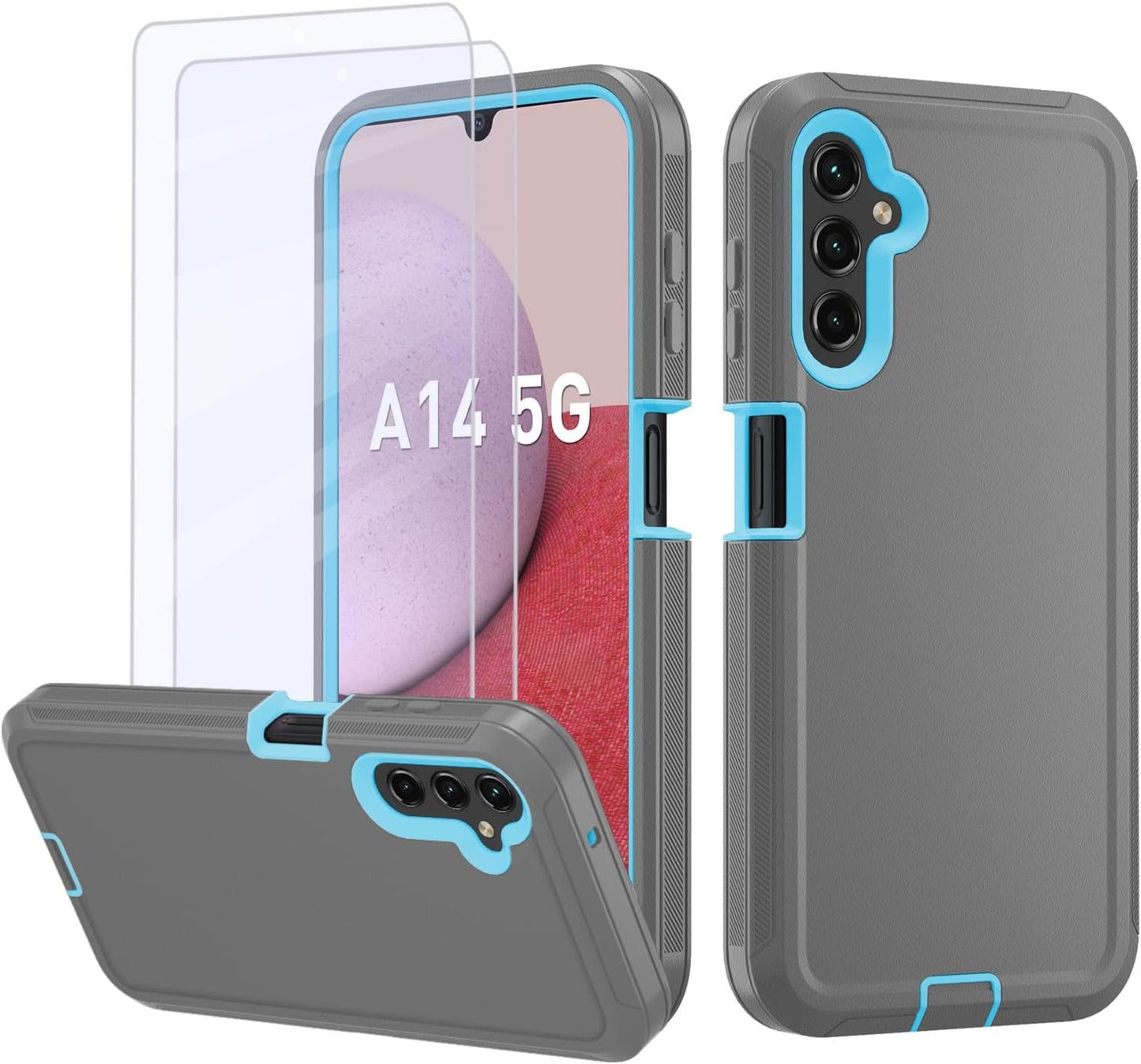 for Samsung Galaxy A14 5G case,A14 5G Heavy Duty case,[Military Grade Protective ][Shockproof] [Dropproof] [Dust-Proof], Compatible with Galaxy A14 5G (Gray/Blue)