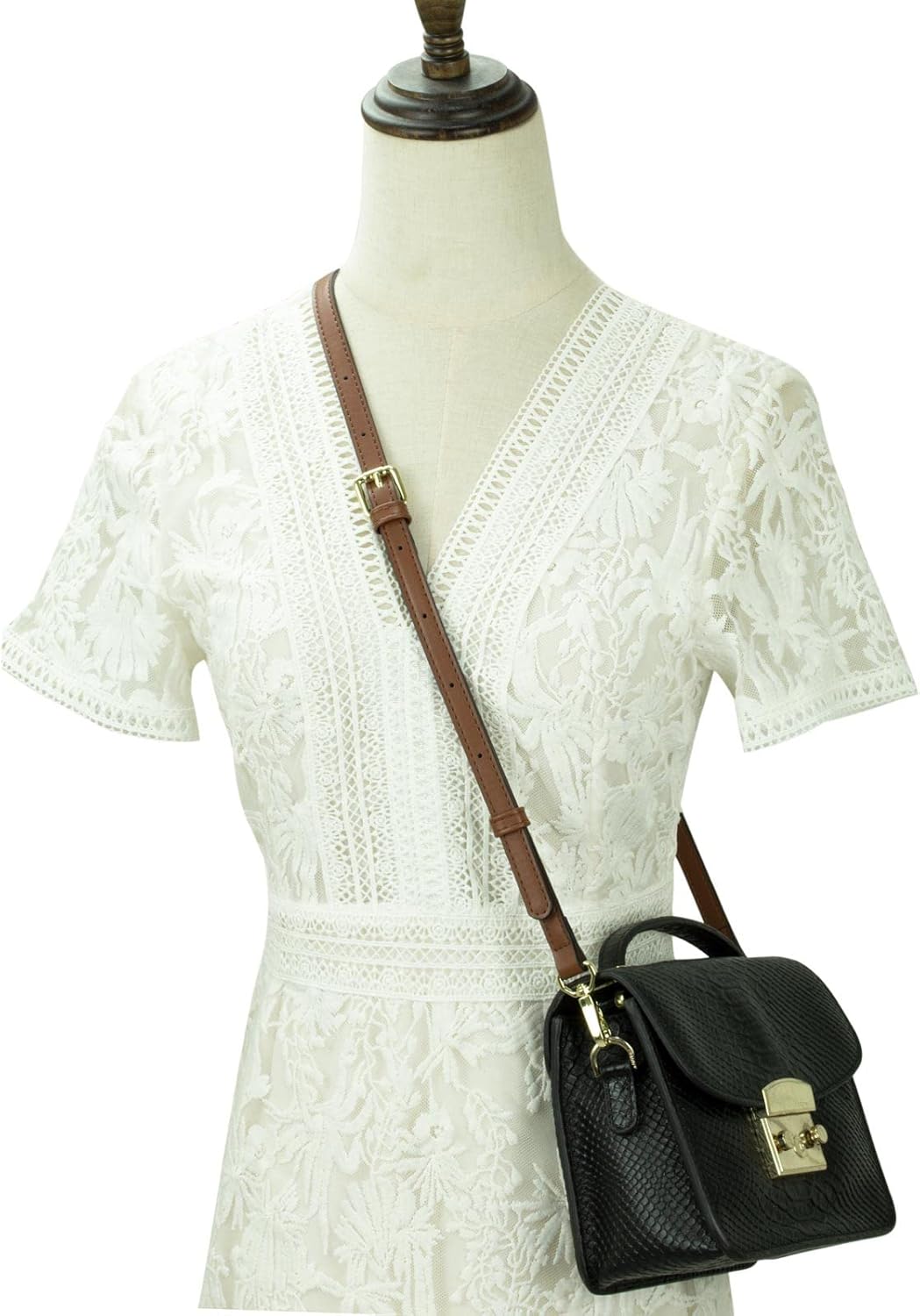 Allzedream Leather Purse Strap Replacement Crossbody Handbag Long Adjustable (Dark Brown)